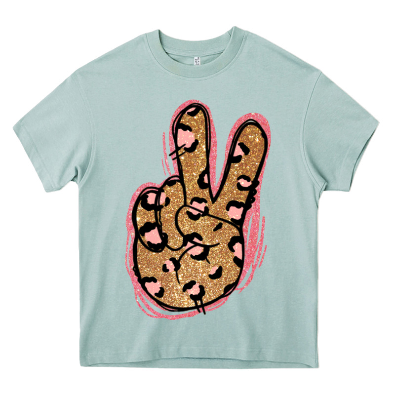 Gold Glitter Pink Leopard Peace Sign Heavy Core Tee by Jasminsmagicworld | Teevron