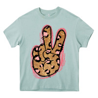 Arona Gold Glitter Pink Leopard Peace Sign Heavy Core Tee - Jasminsmagicworld