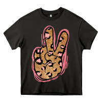 Asphalt Gold Glitter Pink Leopard Peace Sign Heavy Core Tee - Jasminsmagicworld