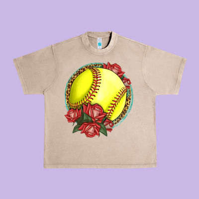 Western Softball With Roses Urban Heavy Tee Designed By Lillyallendesigns