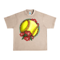 French Oak Western Softball With Roses Urban Heavy Tee - LillyAllenDesigns
