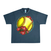 Midnight Navy Western Softball With Roses Urban Heavy Tee - LillyAllenDesigns