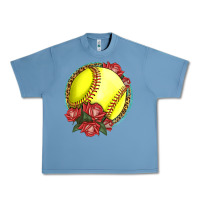 Pebble Blue Western Softball With Roses Urban Heavy Tee - LillyAllenDesigns