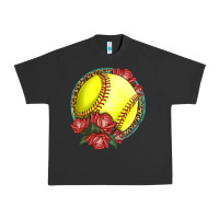 Pigment Black Western Softball With Roses Urban Heavy Tee - LillyAllenDesigns