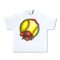 White Western Softball With Roses Urban Heavy Tee - LillyAllenDesigns