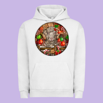Christmas Merino Wool Sheep Urban Hoodie Designed By Lillyallendesigns