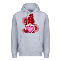 Heather Grey valentines day with sunflowers gnomes Premium Hoodie - RanaPortraitStore