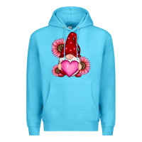 Ocean Blue valentines day with sunflowers gnomes Premium Hoodie - RanaPortraitStore
