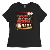 Black somebody's loud mouth baseball mama Ladies Tee - MaliasSmallBusiness