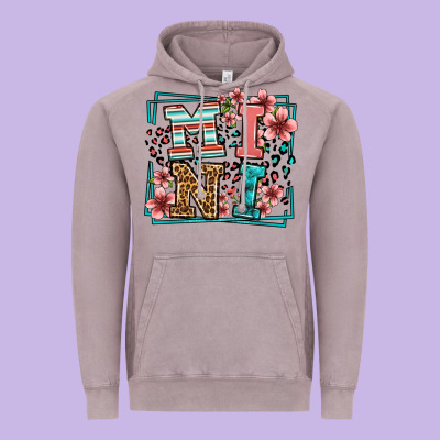 Floral Leopard Frame Mini Vintage Hoodie Designed By Lillyallendesigns