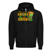 Black All you need is coffee and lucky Zipper Hoodie - CowGirlArtShop