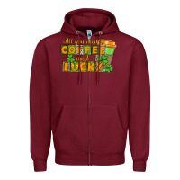 Burgundy All you need is coffee and lucky Zipper Hoodie - CowGirlArtShop
