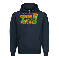 Navy All you need is coffee and lucky Zipper Hoodie - CowGirlArtShop