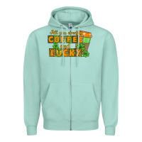 Seafoam All you need is coffee and lucky Zipper Hoodie - CowGirlArtShop