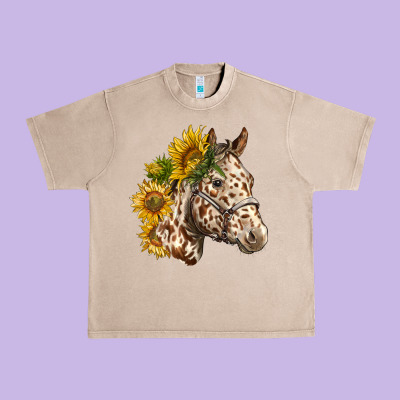 Appaloosa Horse With Sunflowers Urban Heavy Tee Designed By Lillyallendesigns
