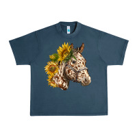 Midnight Navy appaloosa horse with sunflowers Urban Heavy Tee - LillyAllenDesigns
