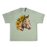 Oil Green appaloosa horse with sunflowers Urban Heavy Tee - LillyAllenDesigns