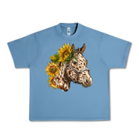Pebble Blue appaloosa horse with sunflowers Urban Heavy Tee - LillyAllenDesigns