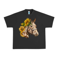 Pigment Black appaloosa horse with sunflowers Urban Heavy Tee - LillyAllenDesigns