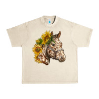Sandshell appaloosa horse with sunflowers Urban Heavy Tee - LillyAllenDesigns