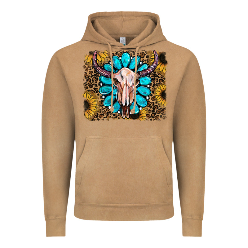 Leopard Sunflowers And Gemstone Skull Vintage Hoodie by RanaPortraitStore | Teevron