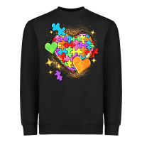 Black Autism hearts Heavyweight Sweatshirt - NancyCooperArtShop