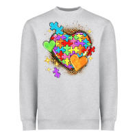 Heather Grey Autism hearts Heavyweight Sweatshirt - NancyCooperArtShop
