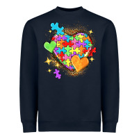 Navy Autism hearts Heavyweight Sweatshirt - NancyCooperArtShop