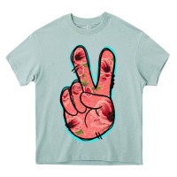 Arona Pink Floral Glitter Peace Sign Heavy Core Tee - Jasminsmagicworld