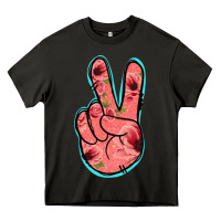 Asphalt Pink Floral Glitter Peace Sign Heavy Core Tee - Jasminsmagicworld