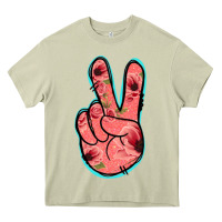 Mossy Pink Floral Glitter Peace Sign Heavy Core Tee - Jasminsmagicworld