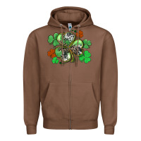 Chestnut St. Patrick's Day shamrock leopard and cowhide Zipper Hoodie - CowGirlArtShop