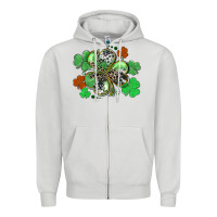 Dove Grey St. Patrick's Day shamrock leopard and cowhide Zipper Hoodie - CowGirlArtShop