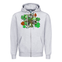 Heather Grey St. Patrick's Day shamrock leopard and cowhide Zipper Hoodie - CowGirlArtShop