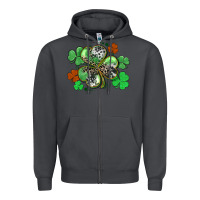 Smoke St. Patrick's Day shamrock leopard and cowhide Zipper Hoodie - CowGirlArtShop