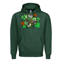 Sports Green St. Patrick's Day shamrock leopard and cowhide Zipper Hoodie - CowGirlArtShop