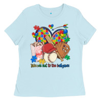 Baby Blue take me out to the ballgame  autism baseball Ladies Tee - MaliasSmallBusiness