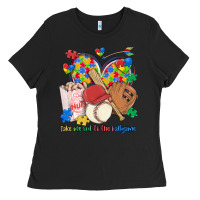 Black take me out to the ballgame  autism baseball Ladies Tee - MaliasSmallBusiness