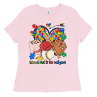 Bubblegum Pink take me out to the ballgame  autism baseball Ladies Tee - MaliasSmallBusiness