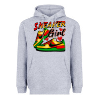 Heather Grey sneaker girl Heavyweight Hoodie - FaDigitalArtStudio