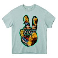 Aztec Sunflower Peace Sign Heavy Core Tee | Teevron
