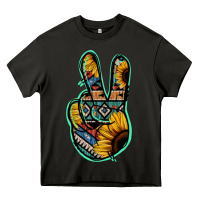 Asphalt Aztec Sunflower Peace Sign Heavy Core Tee - Jasminsmagicworld