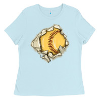 Baby Blue softball Ladies Tee - MaliasSmallBusiness
