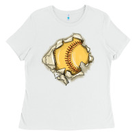 White softball Ladies Tee - MaliasSmallBusiness