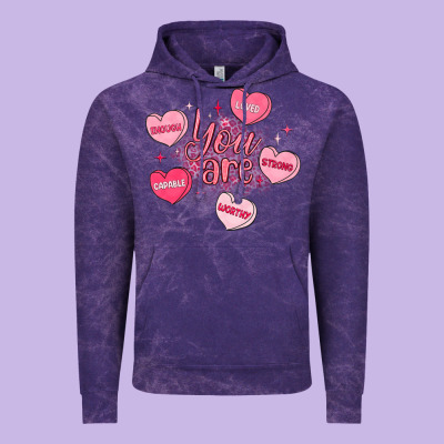 You Are Enough Valentines Day Vintage Hoodie Designed By Lillyallendesigns