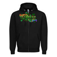 Black Happy St. Patrick's Day Zipper Hoodie - HowdyJamesFarm