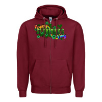 Burgundy Happy St. Patrick's Day Zipper Hoodie - HowdyJamesFarm