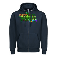 Navy Happy St. Patrick's Day Zipper Hoodie - HowdyJamesFarm