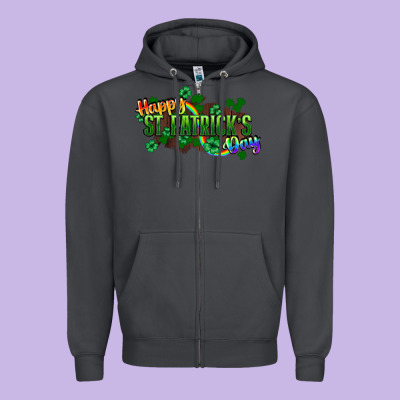 Happy St. Patrick's Day Zipper Hoodie Designed By Howdyjamesfarm