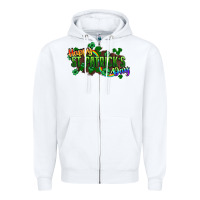 White Happy St. Patrick's Day Zipper Hoodie - HowdyJamesFarm
